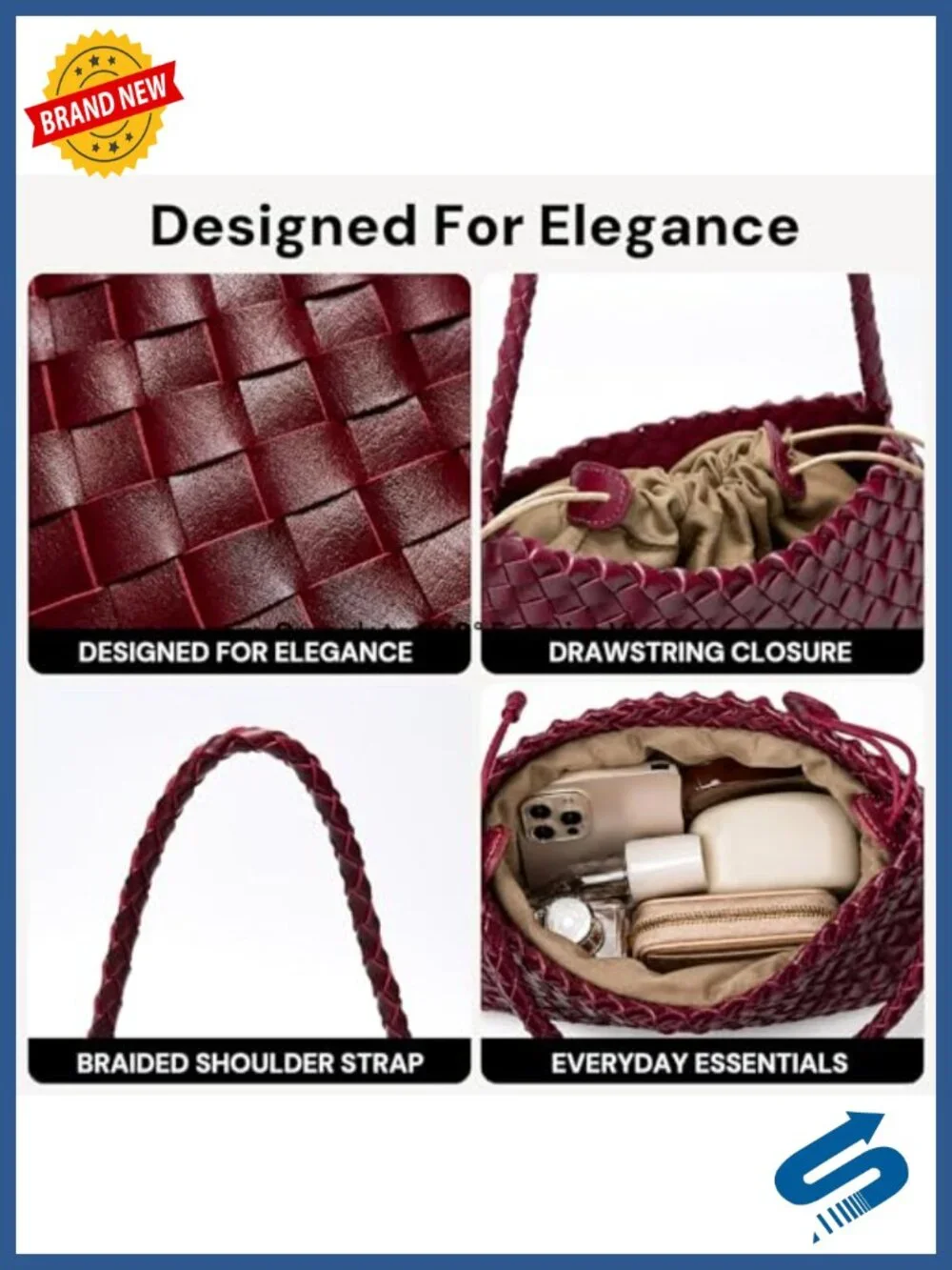 Small Woven Purse for Women Vegan Leather Underarm Shoulder Hobo Handbag